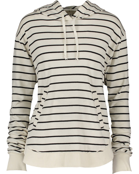 LADIES LIGHTWEIGHT STRIPE PULLOVER HOOD