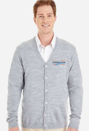CITY OF FARMINGTON MEN'S V-NECK BUTTON CARDIGAN SWEATER