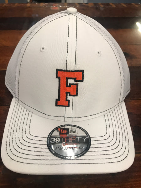 STRETCH TO FIT MESH HAT - WHITE WITH F DESIGN
